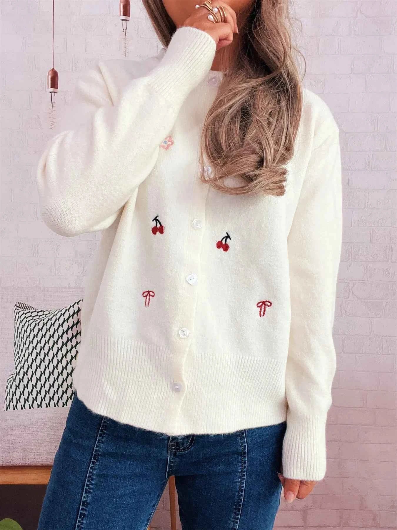 Ribbed Button-Front Knit Cardigan White One Size cf333c35db8e4873b1b639e348416ddb-Max-Origin