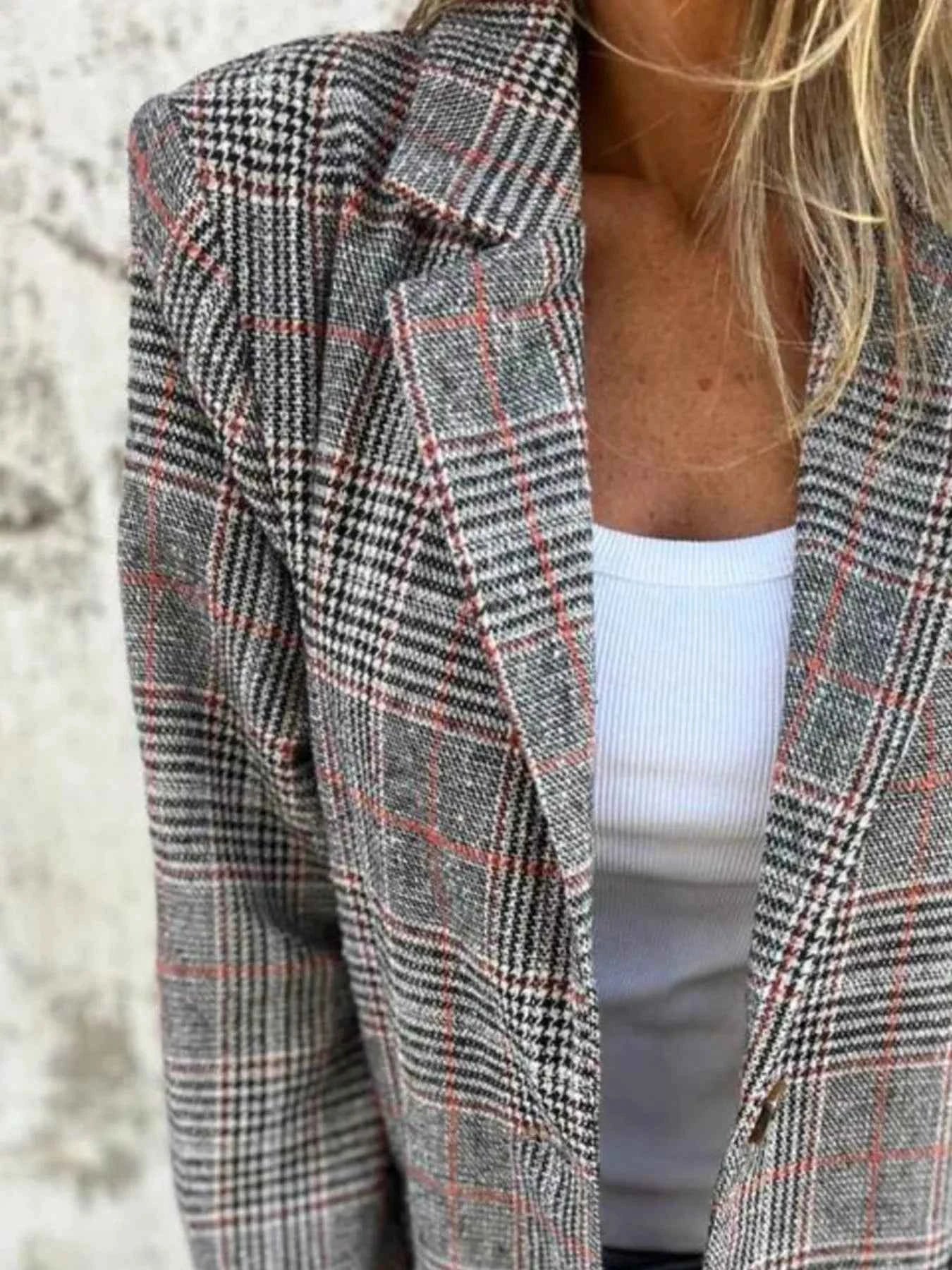 Full Size Plaid Single-Breasted Long Sleeve Blazer Plus Size d2e1393c-3d35-4ed0-8eb2-215364a50cc6-Max-Origin