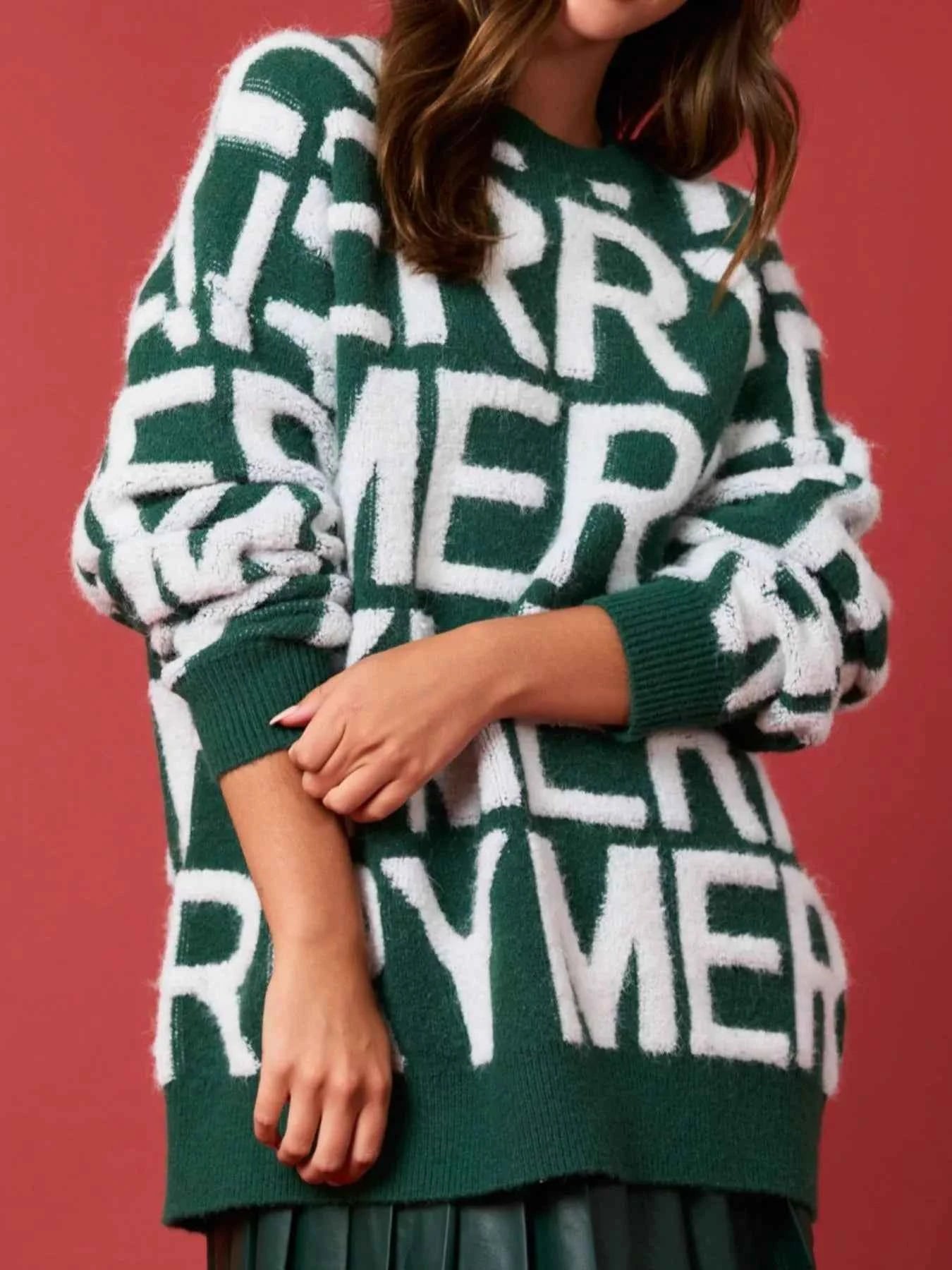 Christmas Merry Festive Holiday Sweater Green d561a975-ff61-41cf-910b-aa7ecc63a7ce-Max-Origin