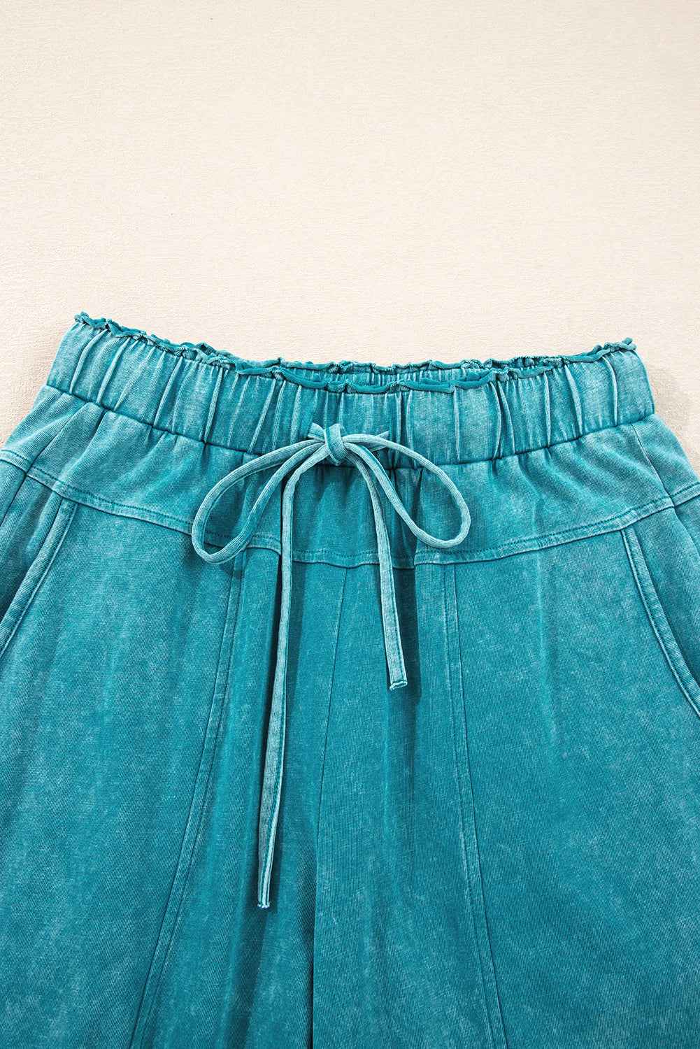 Medium Grey Mineral Wash Knot High Waist Raw Hem Pants d702e5f079027c6c