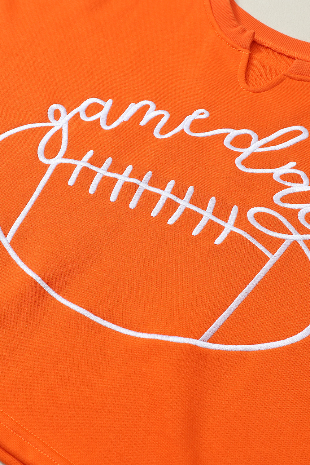 Orange Game Day Lettering Rugby Notched Neck Cropped Sweatshirt d71fdcd6e03274ec