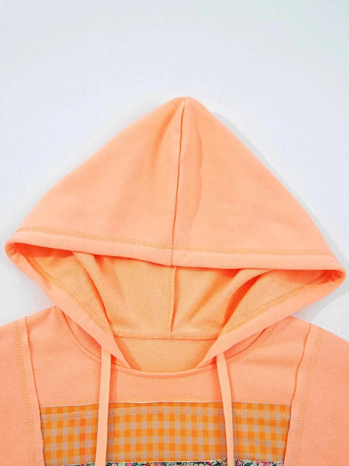 Plaid Floral Patchwork Kangaroo Pocket Hoodie d88d749a27614388aef6ff69795a4214-Max-Origin