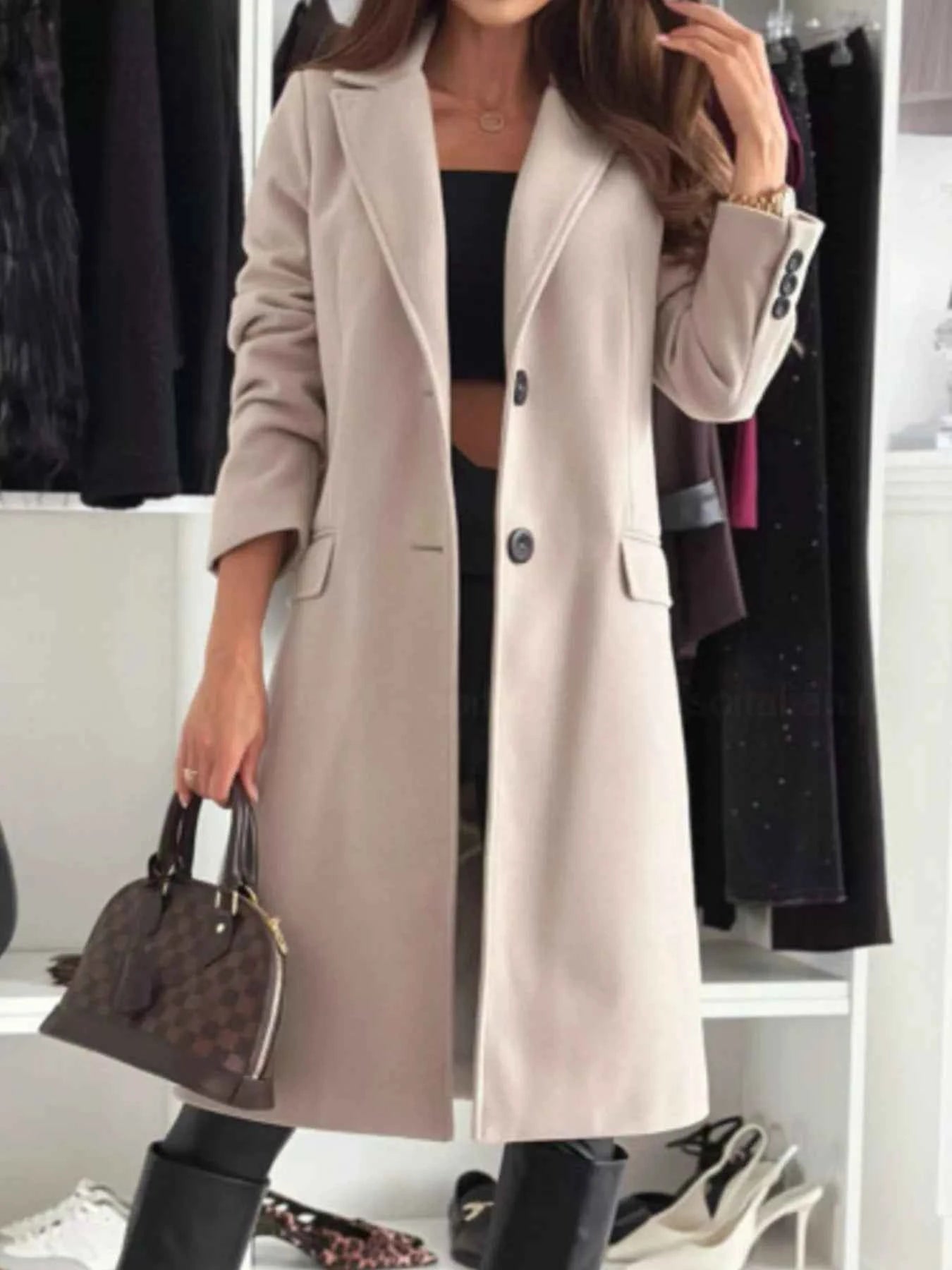 Lapel Collar Long Sleeve Coat d8ab9c50-9931-45bc-a3da-dd3bc72ec1ec-Max-Origin