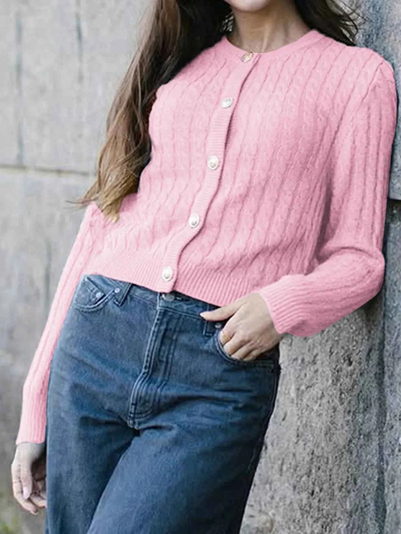 Cable Knit Button-Up Cardigan dabebf55b4af41f78b7d7575c181b187-Max-Origin