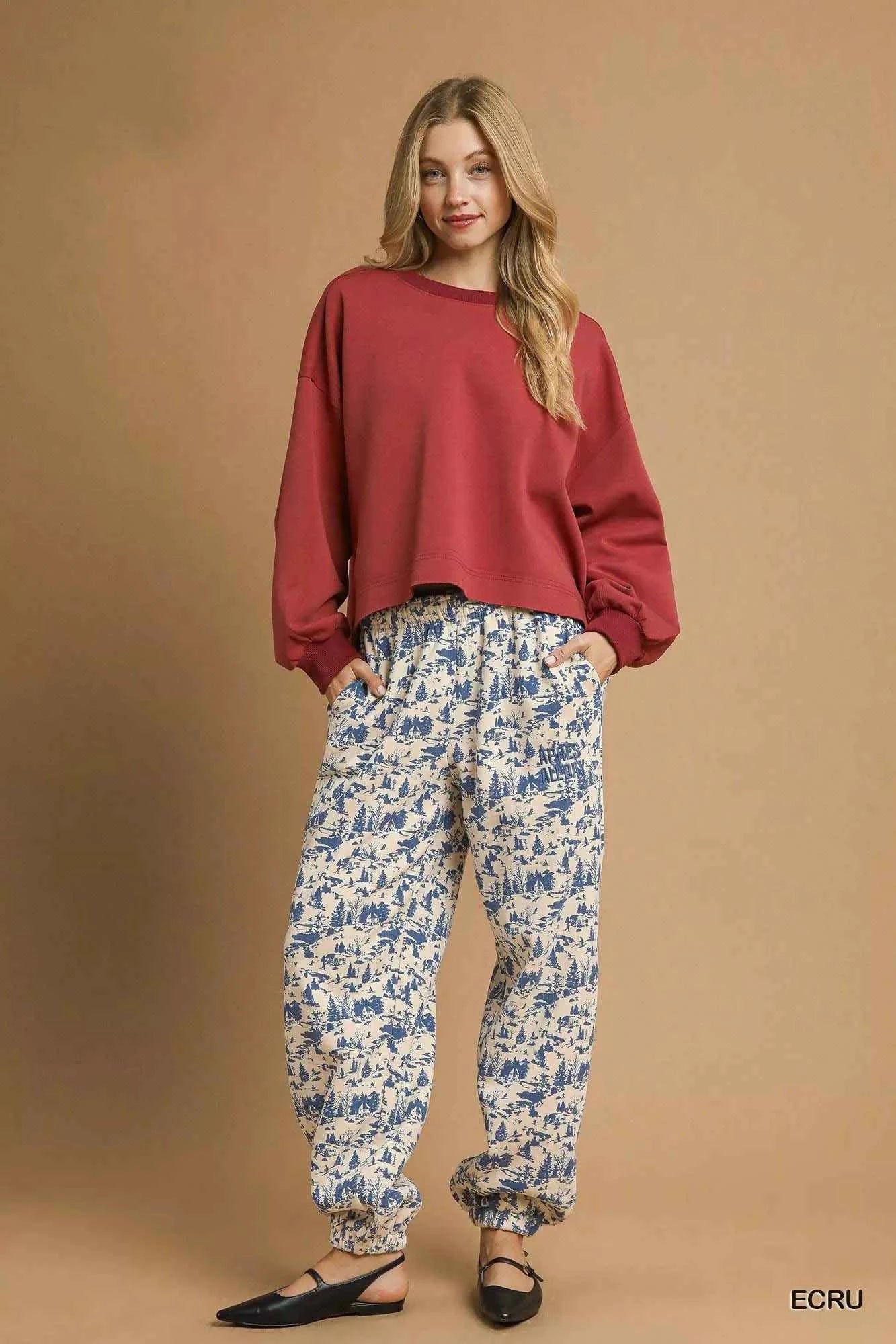Umgee Scenic Print Casual Sweatpants dc204ad3-a9b5-4d3c-99b8-7aa34689c043-Max-Origin