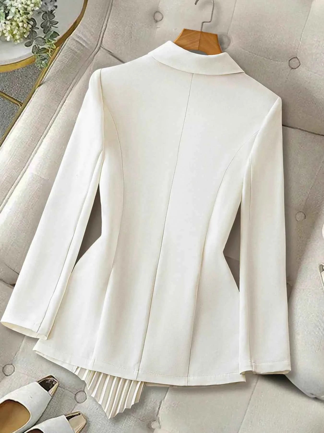 One Button Asymmetric Pleated Hem Blazer dd65be3464604c51a7580b46caa126ae-Max-Origin