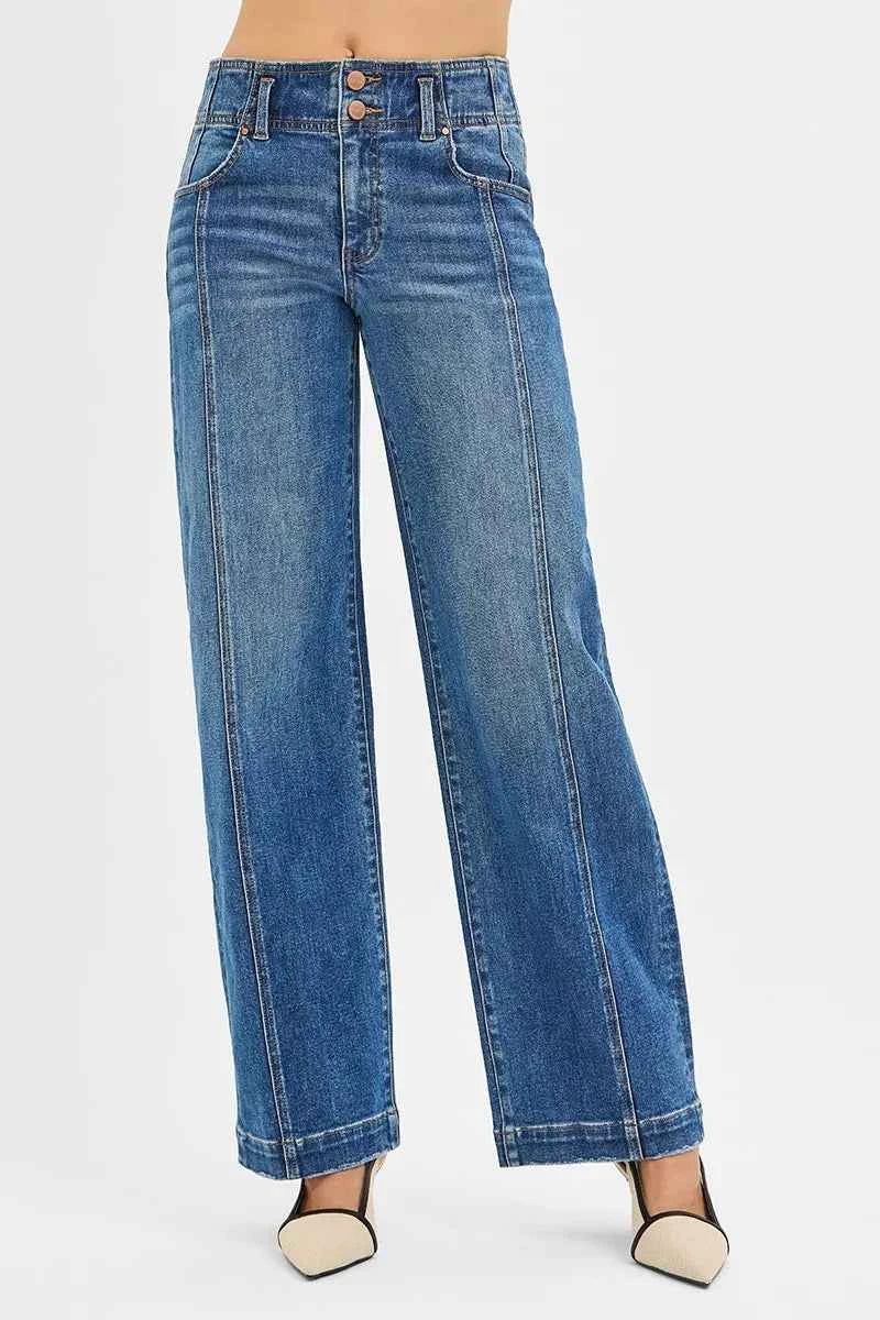 RISEN Mid Rise Fit Wide Baggy Jeans DARK dff6da6e6e024895b90a71550b0a54fc-Max-Origin
