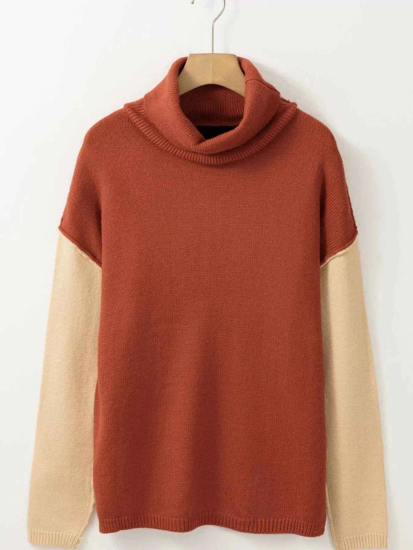 Color Block Turtleneck Drop Shoulder Knit Sweater e016d93d-7ab2-43ea-8268-a386f02ca269-Max-Origin