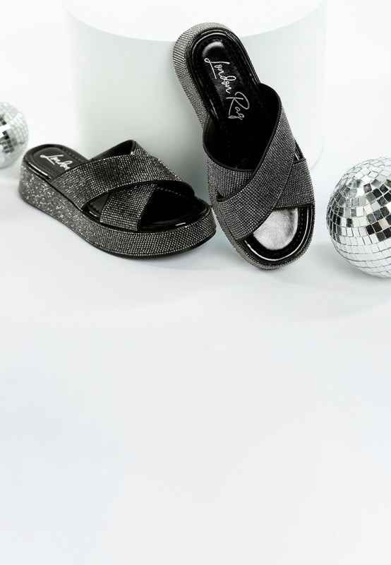 Adena Rhinestone Embellished Flatforms Black e09c933b-df86-4f26-99d9-5d600360cc32