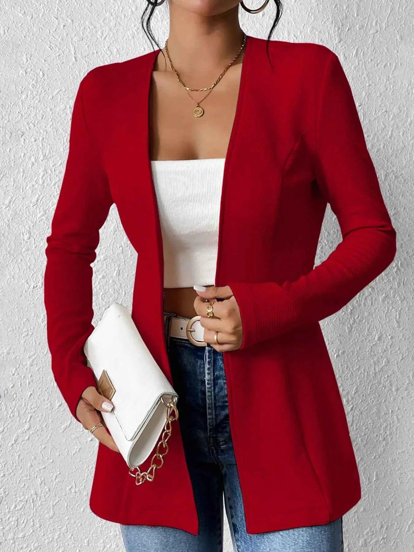 One Button Long Sleeve Blazer Red e1bf5bad21e94eb987f910f1cbef5a43-Max-Origin