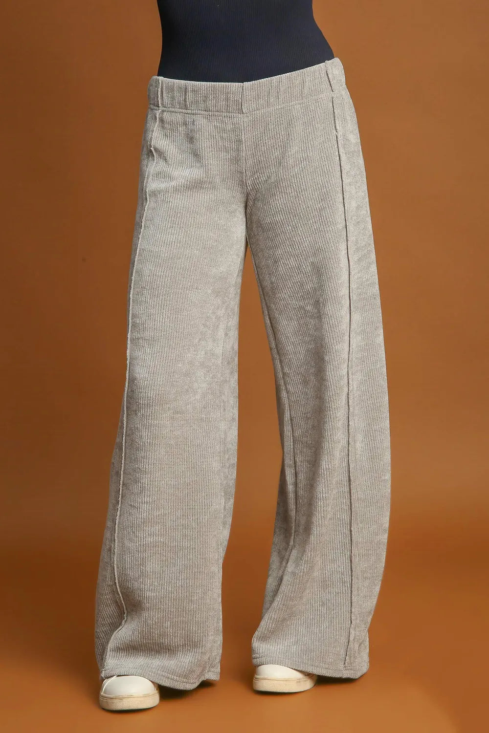Umgee Elastic Waist Wide Leg Pants Light Gray e5f3d080-2d5f-4111-bd7d-5e635fa10415-Max