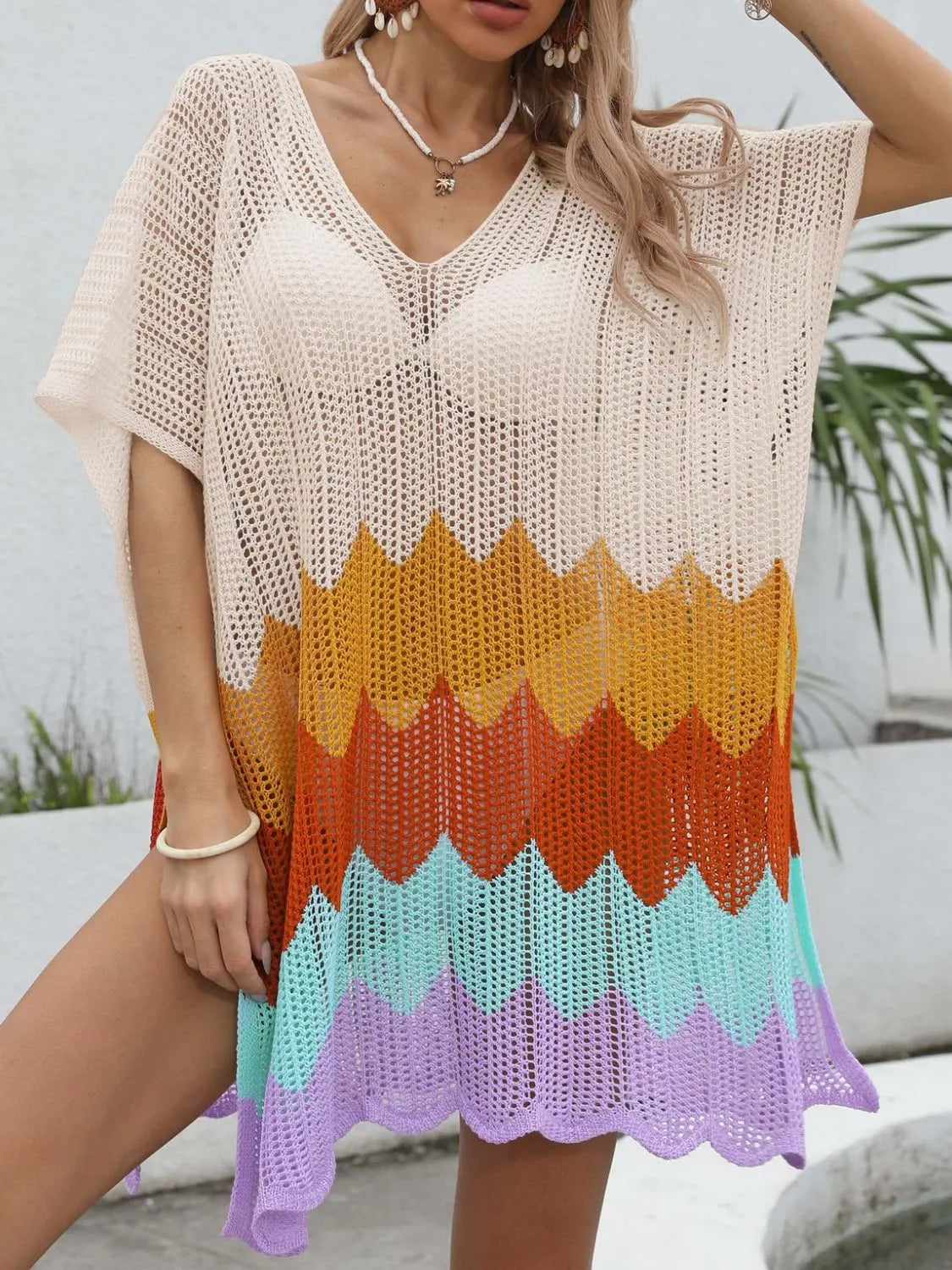 Openwork V-Neck Half Sleeve Cover-Up e6140398-1330-4ff2-b6a0-628bb8a8c3b2-Max-Origin
