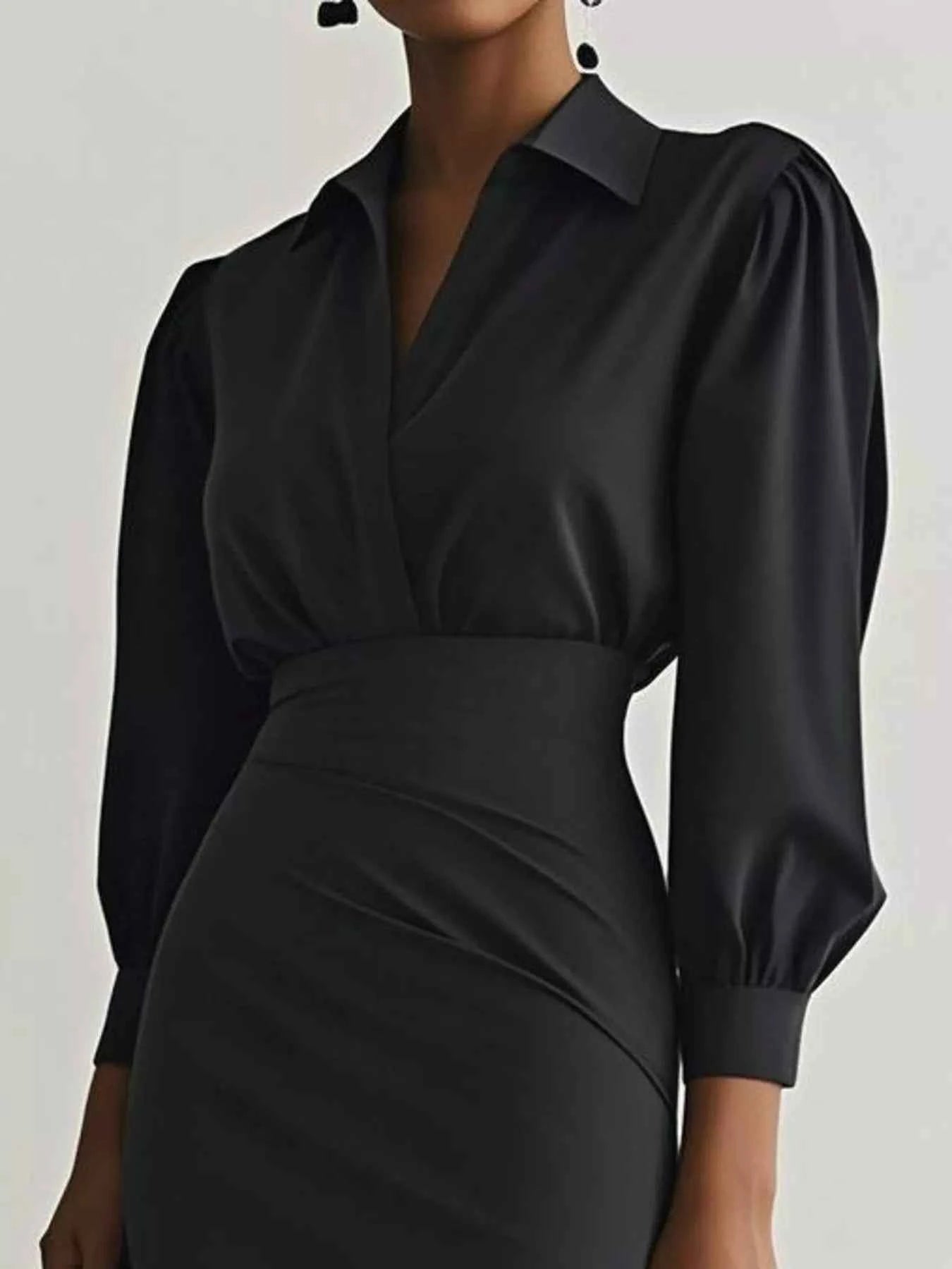 Ruched Midi Shirt Dress with Side Slit e77f5a4e-b290-46de-8aa9-0e4d125d616c-Max-Origin