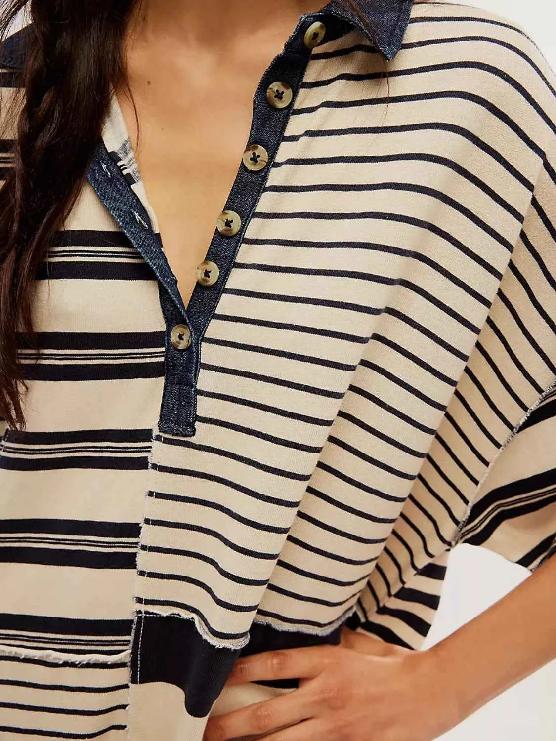 Striped Oversized Half Button Shirt Dress e9775c05-b9ca-4a23-a275-2756e13f5177-Max-Origin