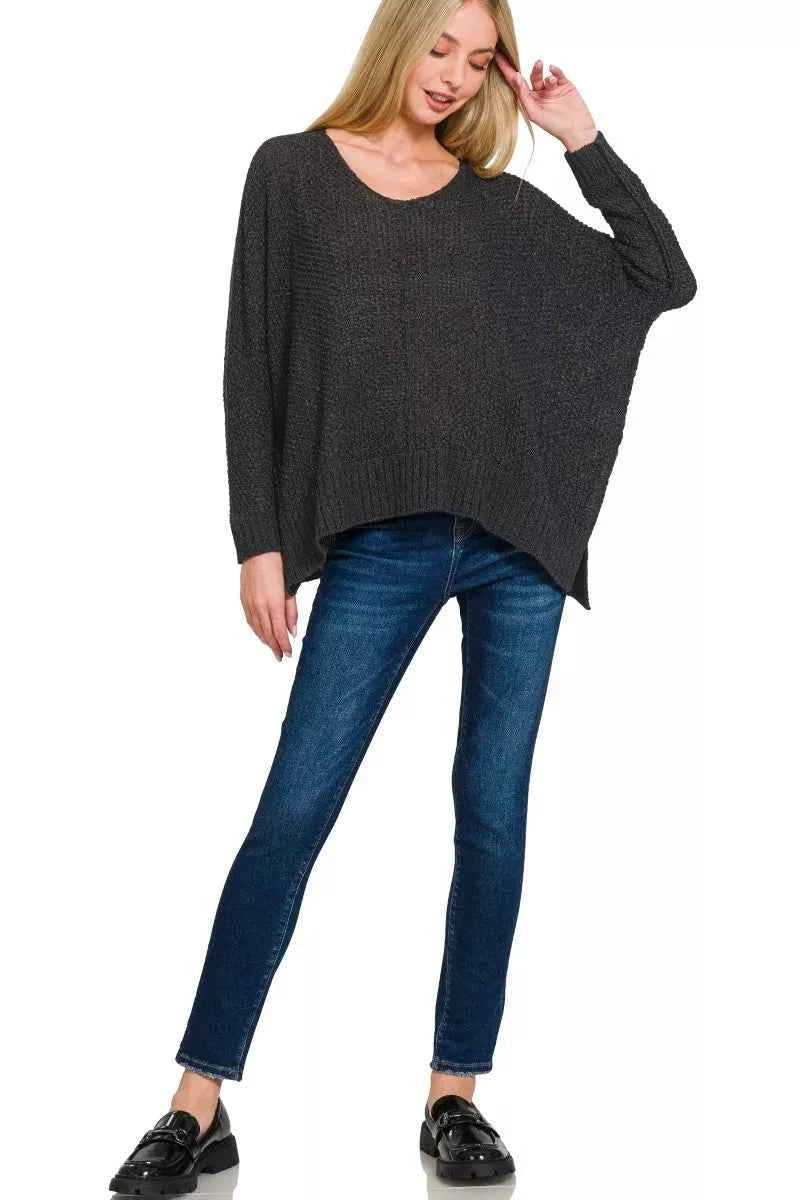Zenana Dolman Sleeve V-Neck Sweater