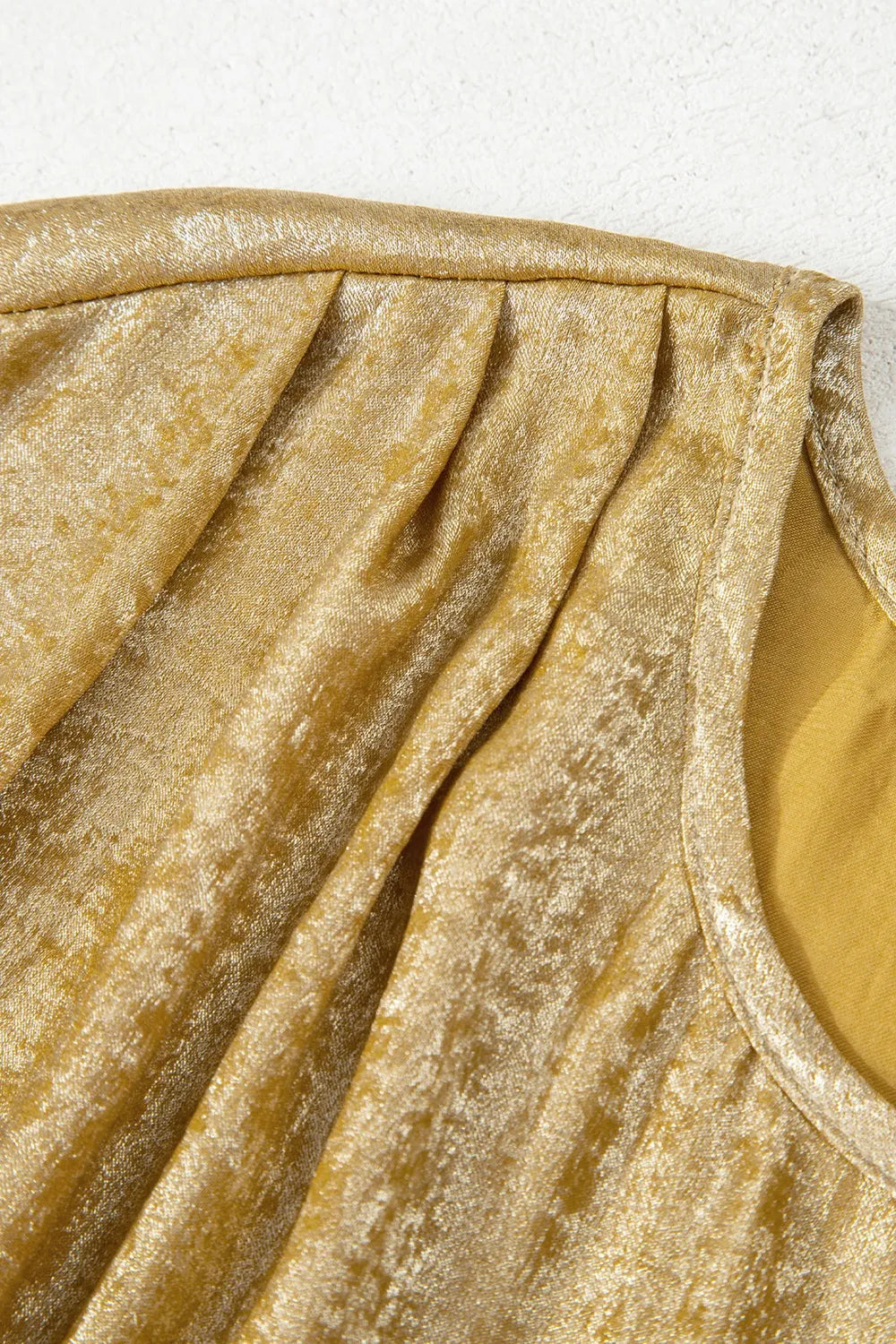 Metallic Gold Short Sleeve Casual Blouse