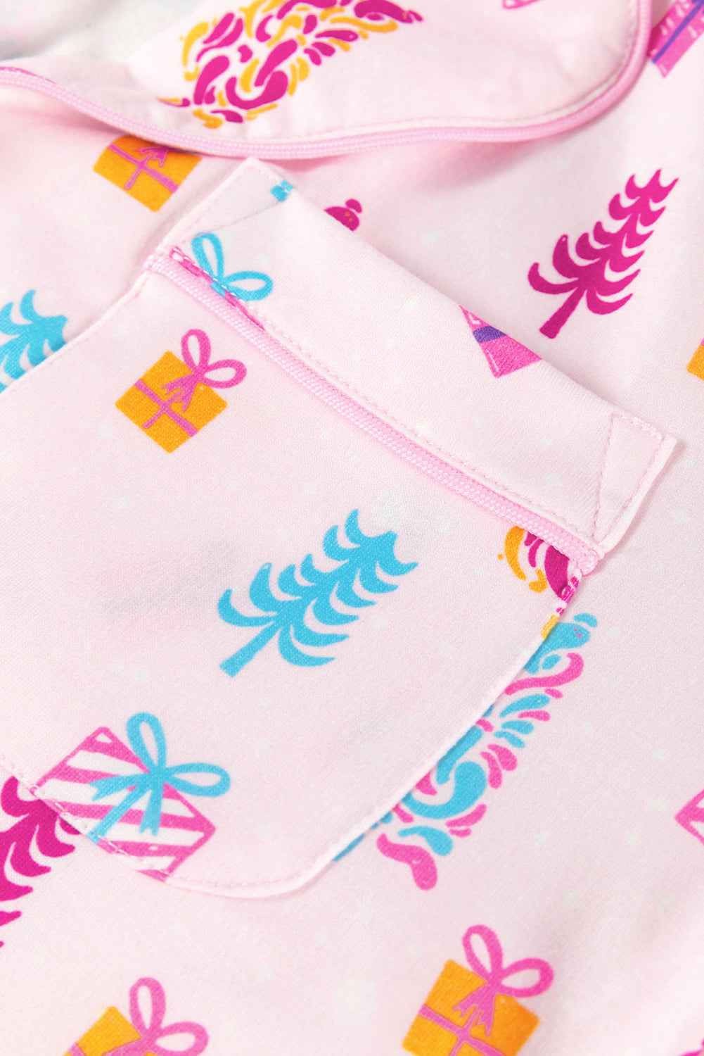 Pink Christmas Twinkle Tree Print Casual Shirt Sleep Dress ea28f61840358bf6