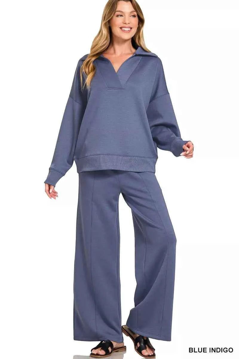 Zenana Scuba Collared Pullover and Pants Set BLUE INDIGO ead09154ec6a414fa975cb72ac905bb6-Max-Origin