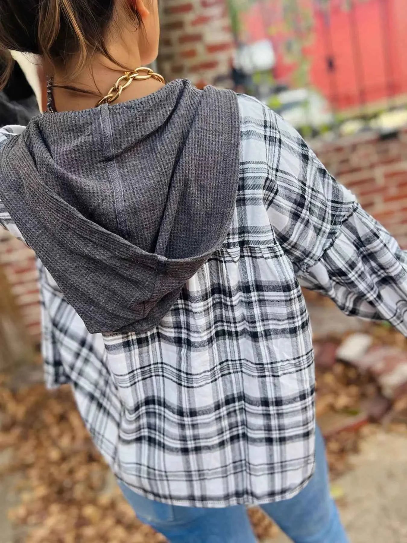 Plaid Long Sleeve Hooded Top efa093be-0abc-42b7-9509-6f4964150432-Max-Origin