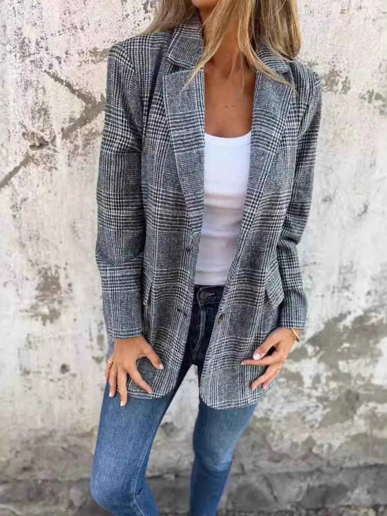 Full Size Plaid Single-Breasted Long Sleeve Blazer Plus Size efc2062c022748eabaf774c20aca96b6-Max-Origin