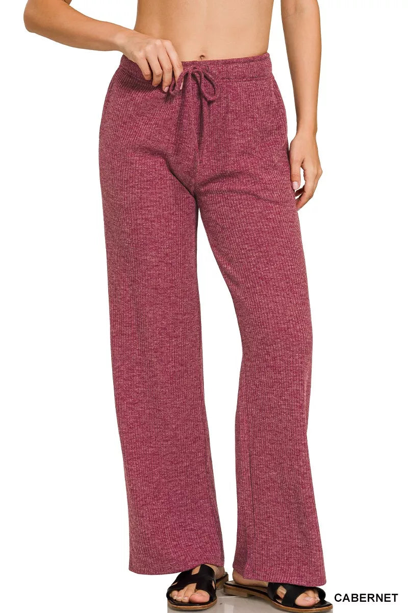 Zenana Ribbed Drawstring Lounge Pants CABERNET f5fdba6a7fb14ebb866acd9eea28a38c-Max-Origin