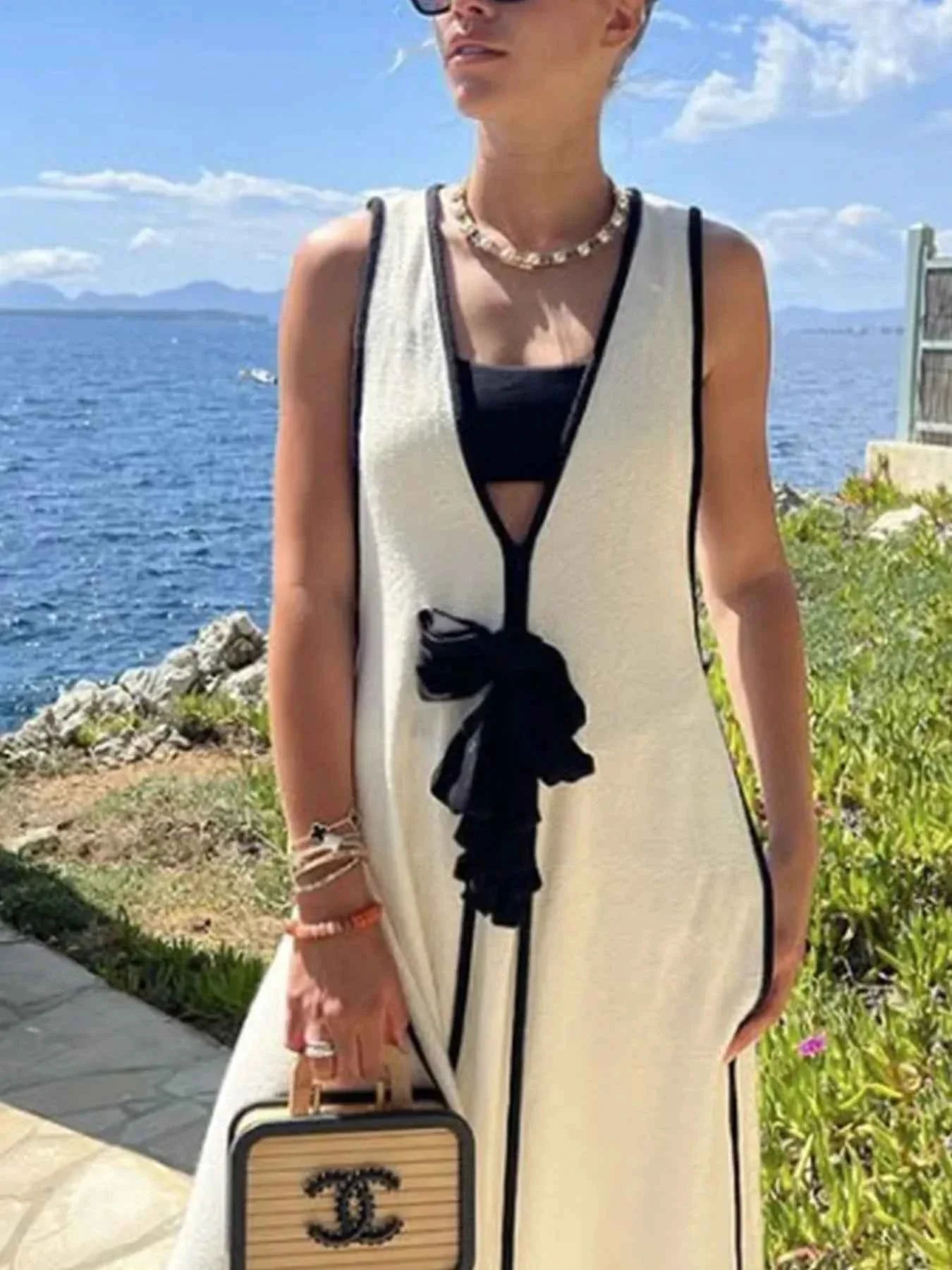 Contrast Trim Sleeveless Maxi Knit Dress f6154186-4e9f-4515-ab22-6aae6a8a2f04-Max-Origin