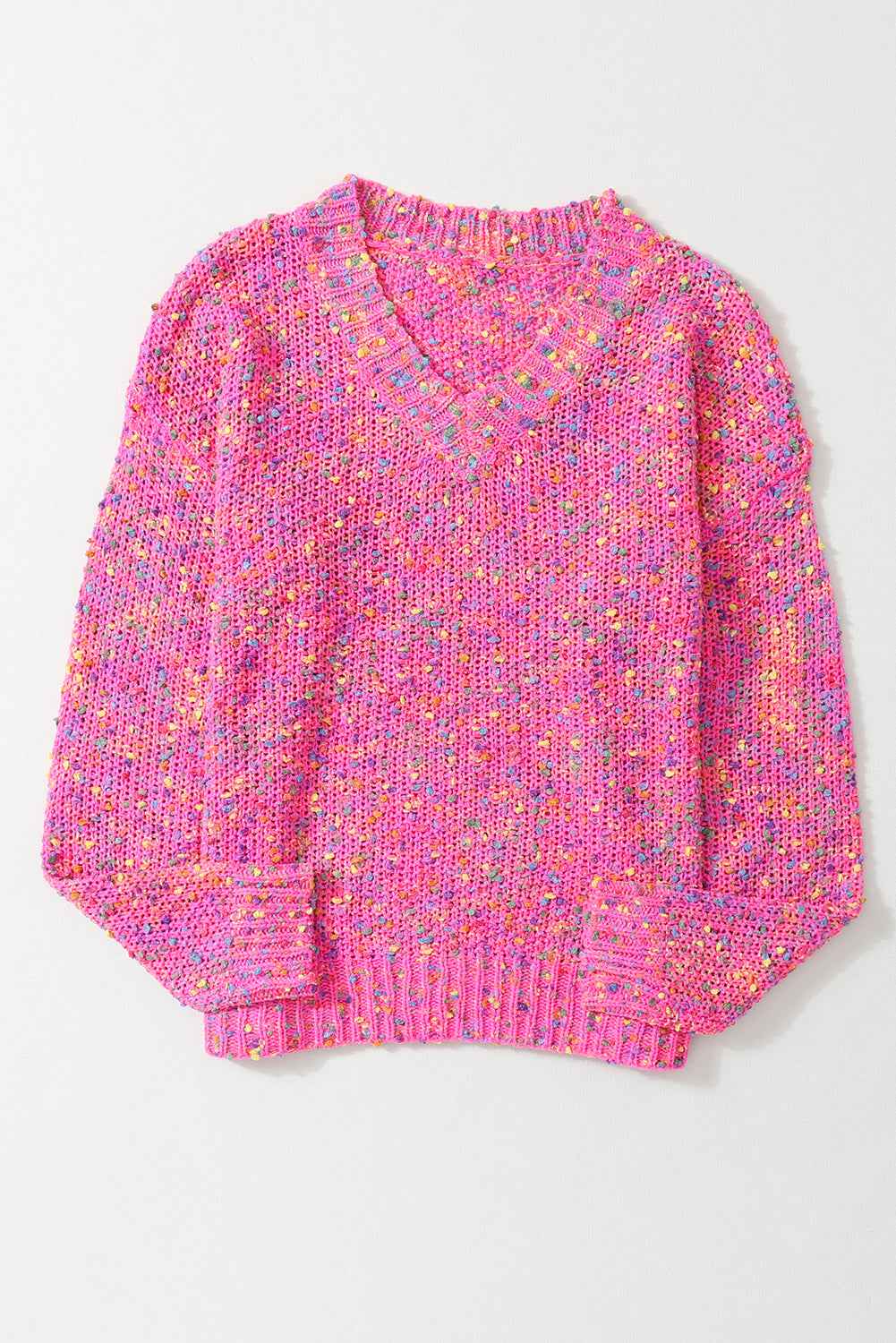 Hot Pink Mixed Color Chunky Knit Sweater f6536a2648057405