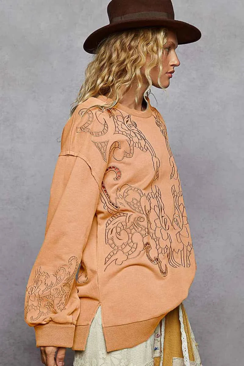 POL Round Neck French Terry Sweatshirt with Cutout Detail f7b221e5-48e4-4ec3-a1a9-abae51d97915-Max-Origin