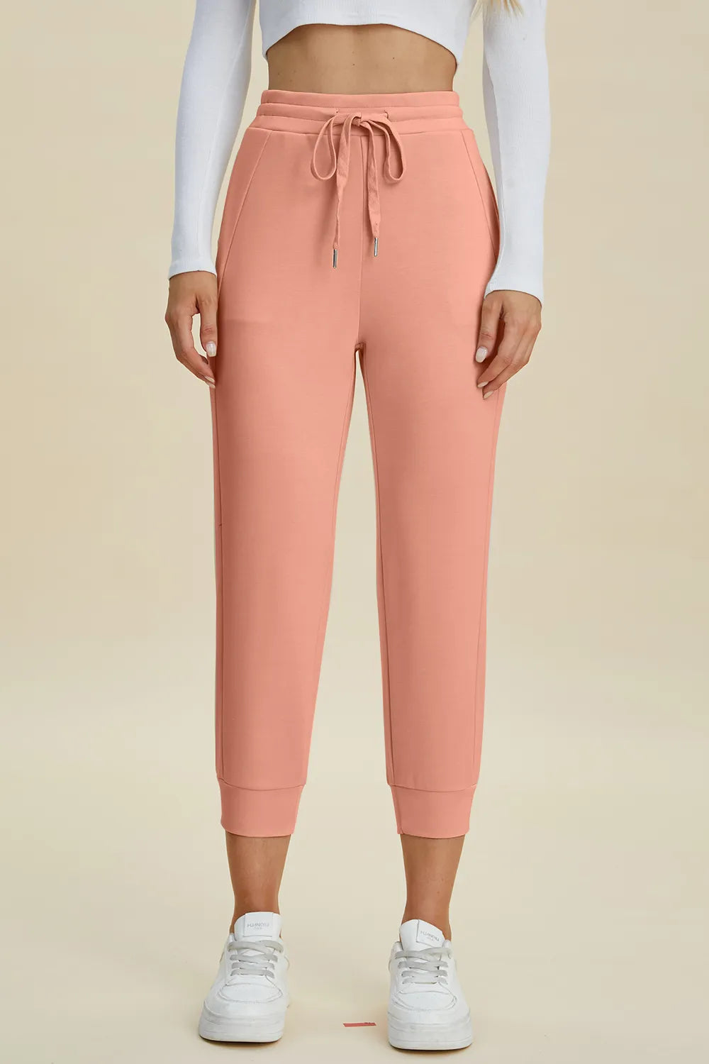 Basic Bae Full Size Air Scuba Drawstring High Waist Cropped Pants Coral f8dd1eae-38ba-4892-be85-bd557f3561e9-Max