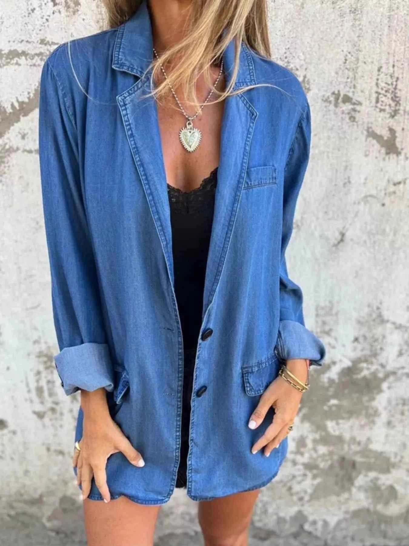 Full Size Button Down Denim Blazer Plus Size f9406163-76cb-4af5-8a1a-e582701f689e-Max-Origin