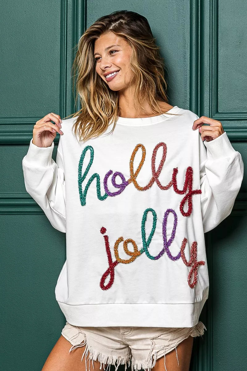 BiBi Holly Jolly Christmas French Terry Sweatshirt OFF WHITE fde738bce1874b28a12a715dadeeec65-Max-Origin