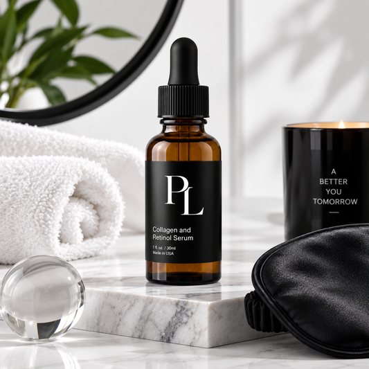 Amber Serum in a Moonlit Spa Setting