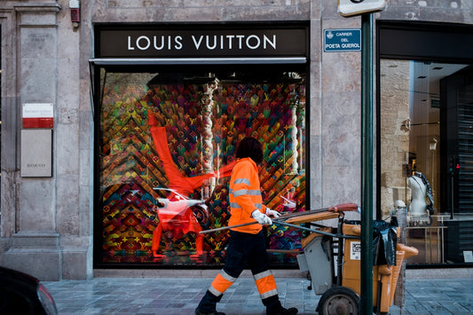man wearing orange reflector vest
