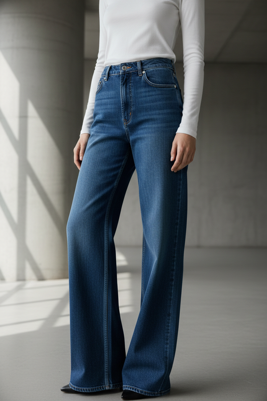 Wide-Leg Denim Jeans