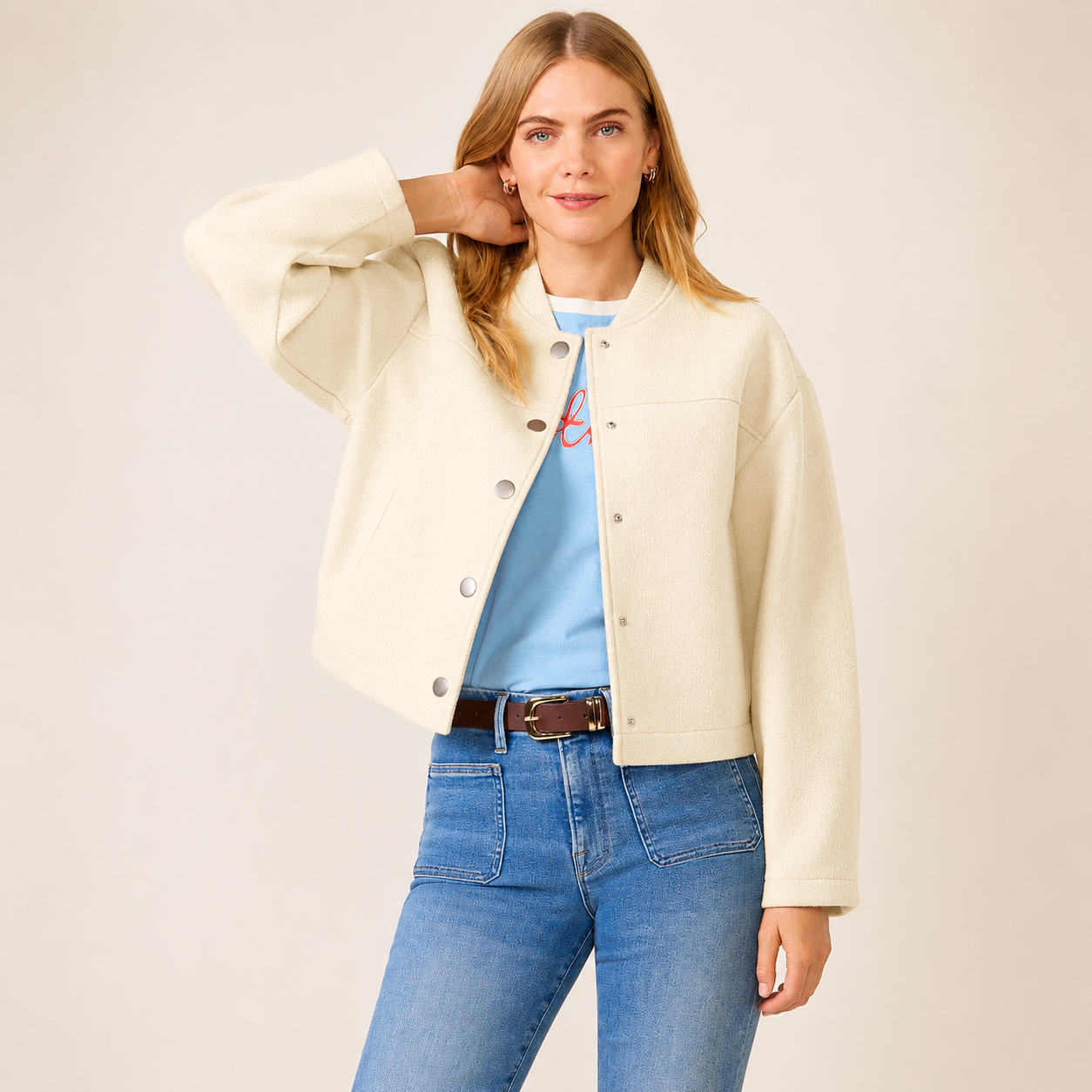 Casual Chic Cream Jacket Portrait