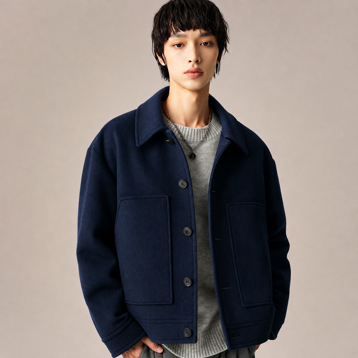 Minimalist Navy Jacket Portrait