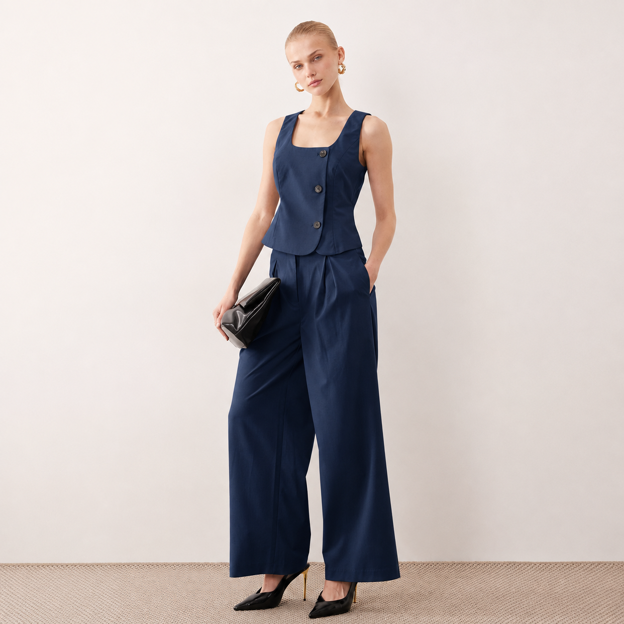 Minimalist Navy Suit Fashion Portrait