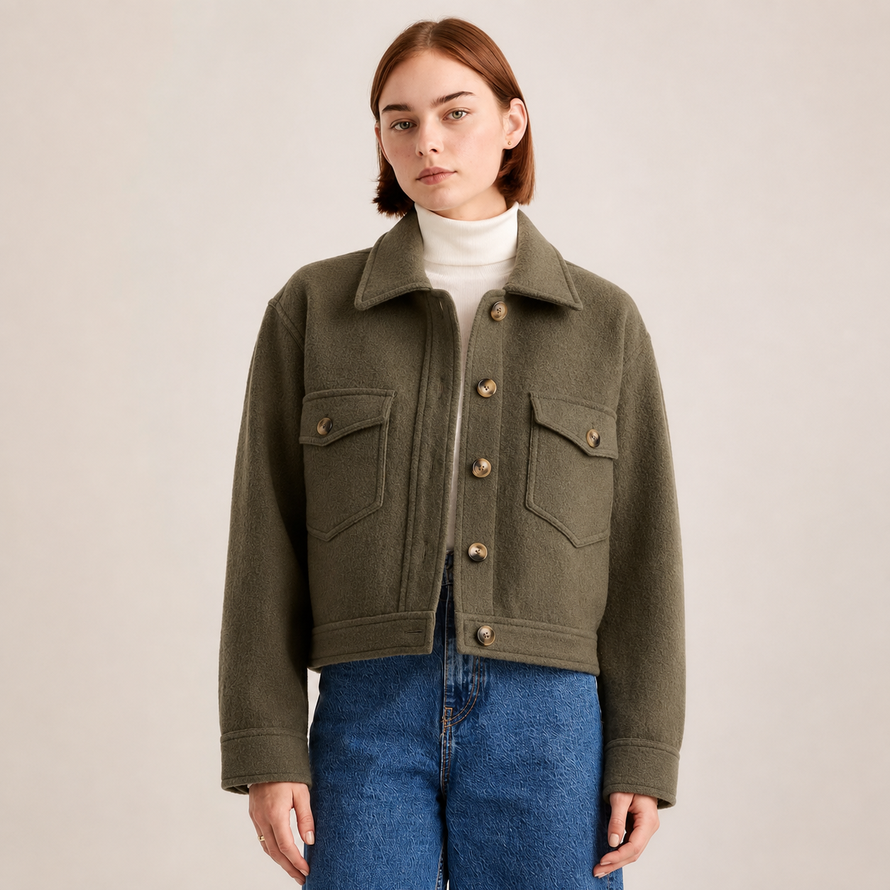 Minimalist Olive Jacket Portrait