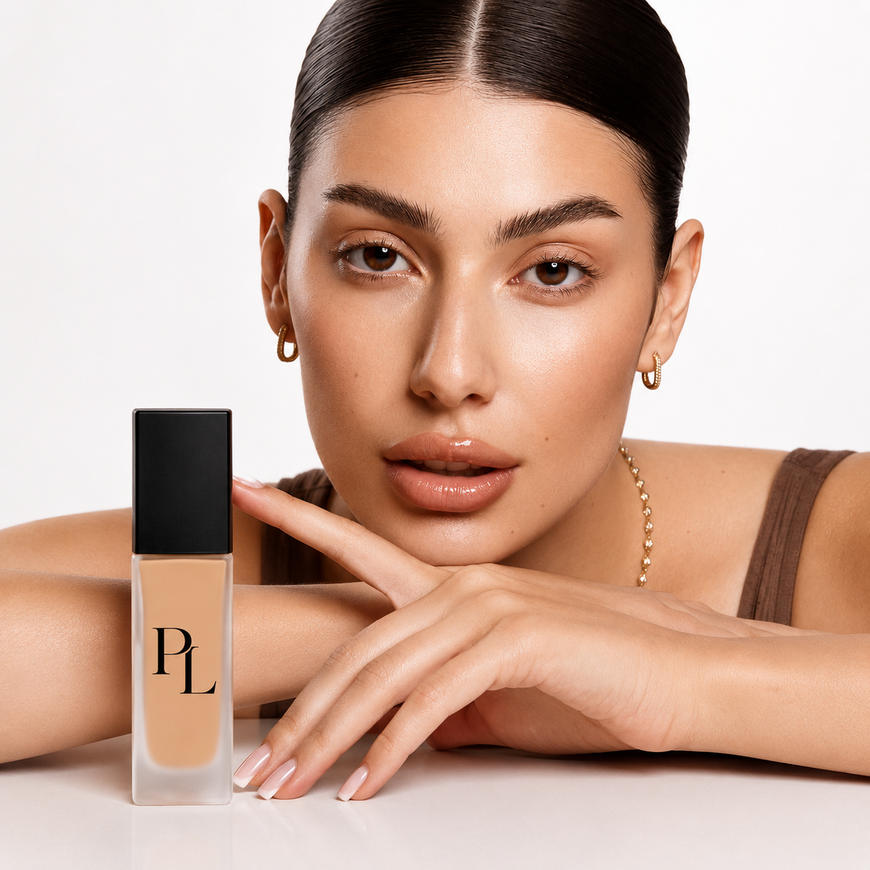 Minimalist cosmetic bottle with logo