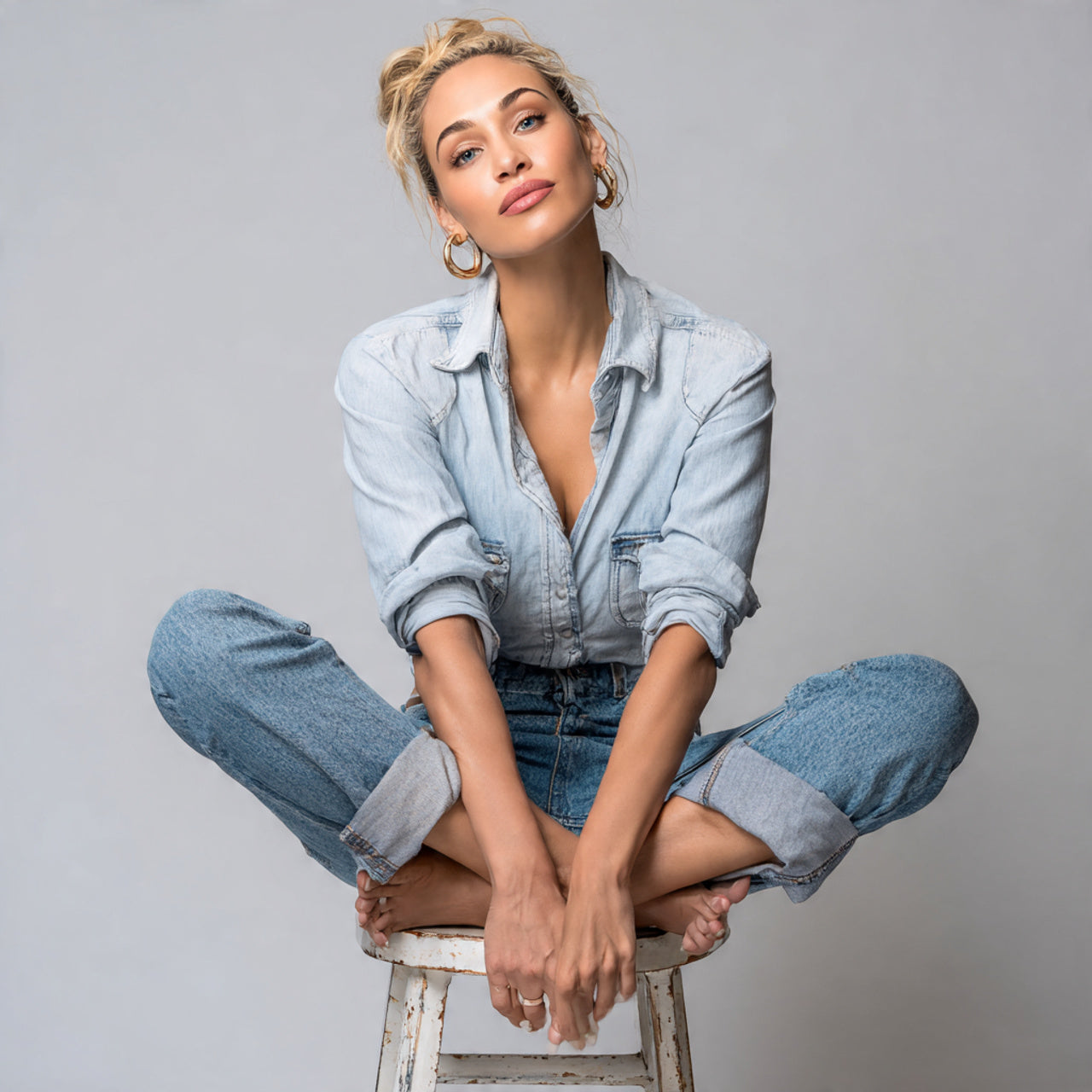 Women wearing denim jeans