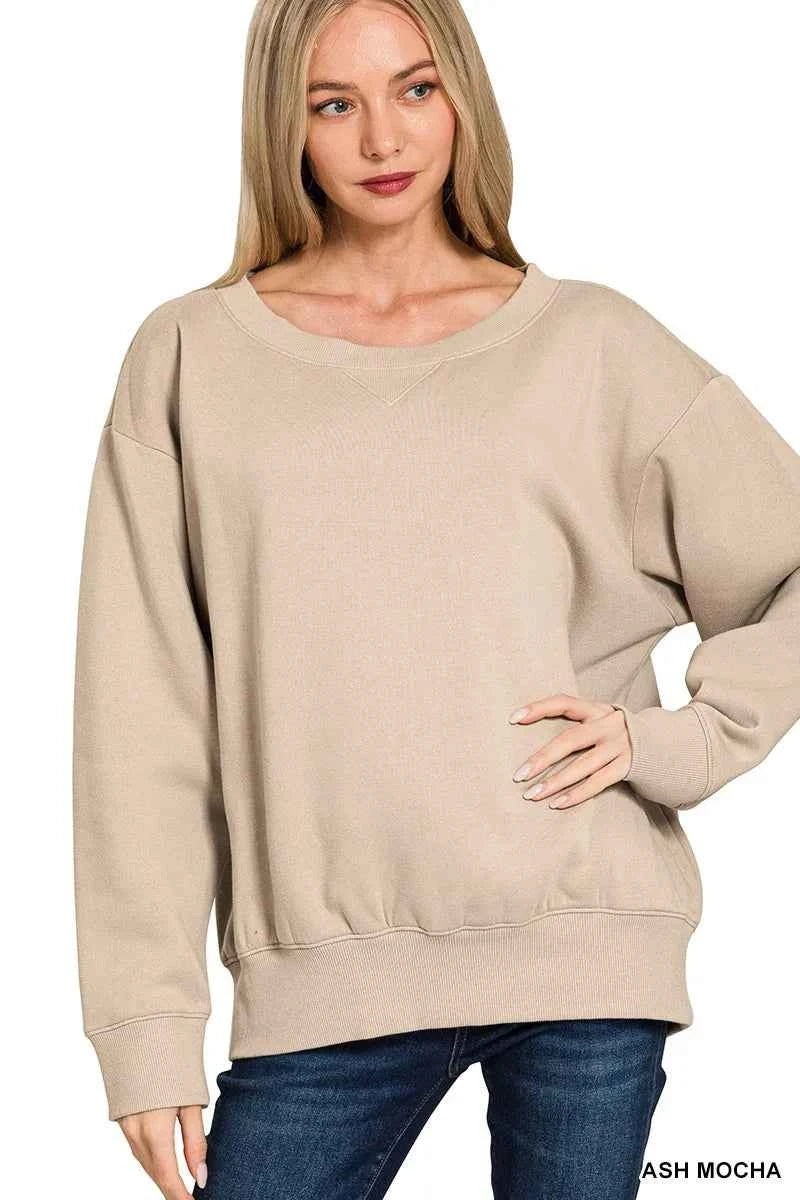 Zenana Fleece Boat Neck Sweatshirt ASH MOCHA 00085354c2f34dfb8225358385fb081e-Max-Origin