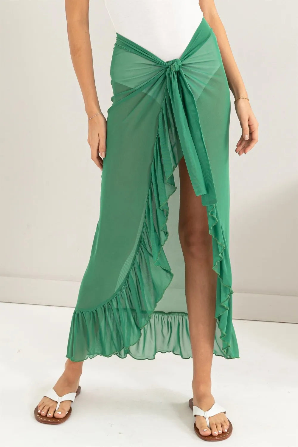 HYFVE Ruffle Trim Cover Up Sarong Skirt Green 00099b86-03ce-48d5-9127-a9b2b4c8b905-Max