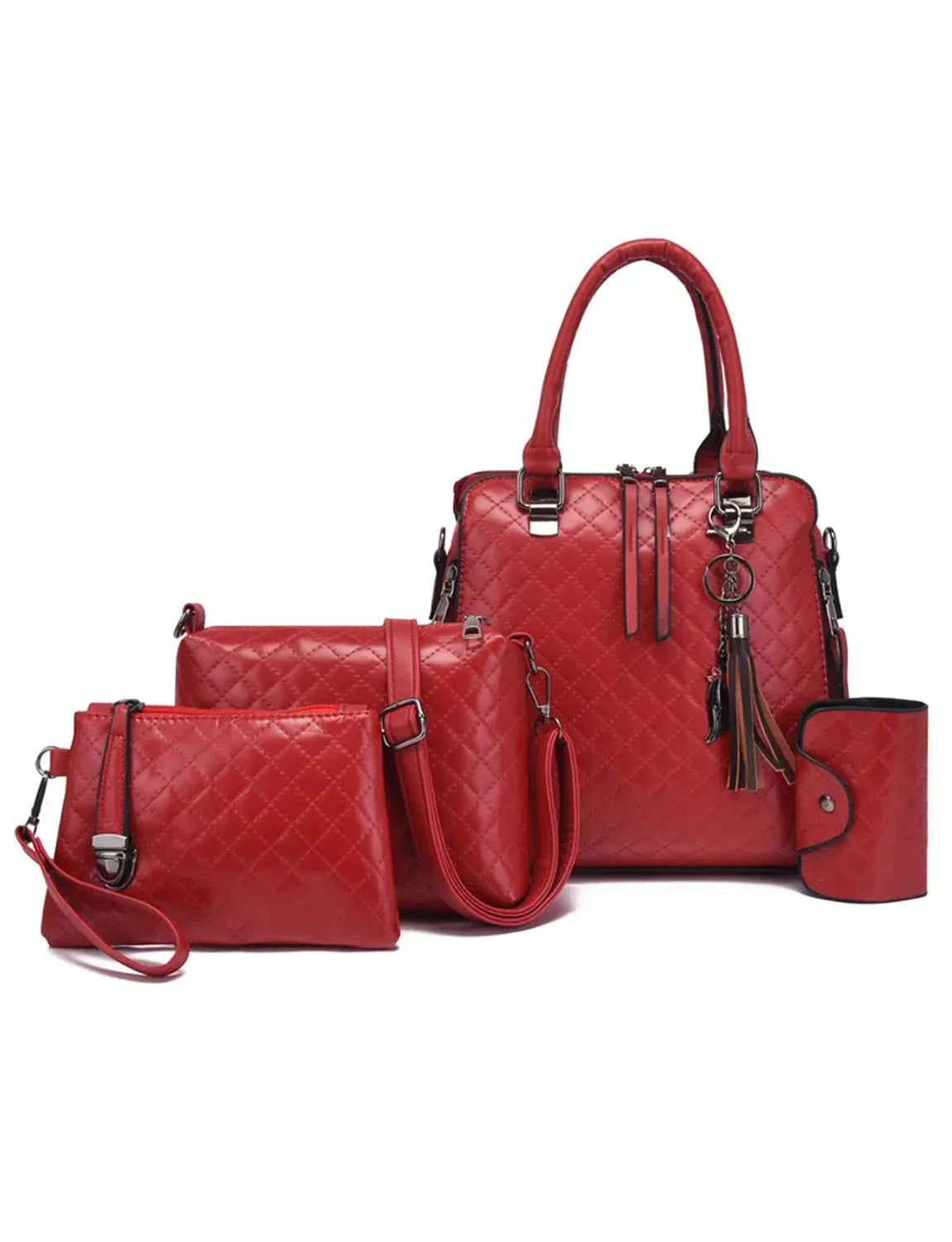 4-Piece PU Leather Bag Set with Tassel Detail Red onesize 0011b278d6624d0e8f7fdc1e54f8b690-Max-Origin