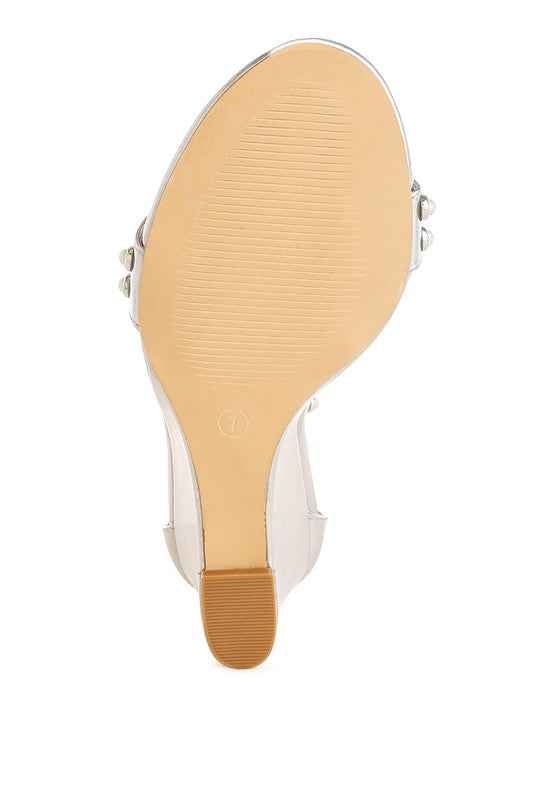 Jumera Metallic Pearl Embellished Wedges 001647cb-ea84-451f-80fa-527629c43436