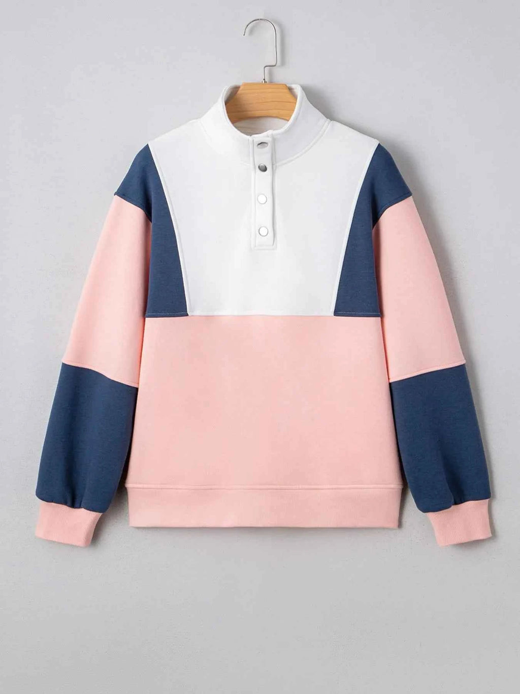 Colorblock Patchwork Half Button Baggy Sweatshirt 001bbb4e-d2f0-4c16-8706-3a356c93c483-Max-Origin
