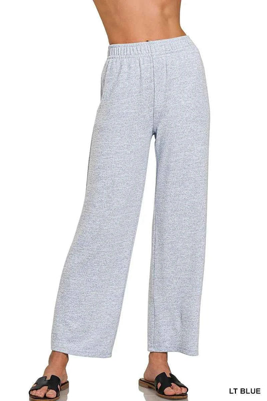 Zenana Soft Melange Hacci Elastic Waistband Lounge Pants LT BLUE 001c30c5b9e1447fbd0de1ccbe43e9d3-Max-Origin