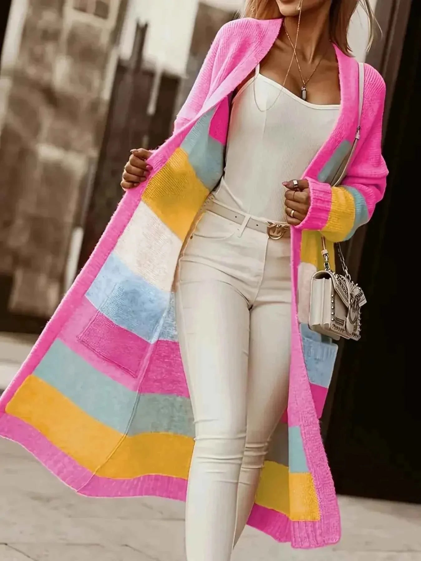 Color Block Open Front Cardigan 001c3df5-8d18-4dd0-9e87-3df9ce11f3ac-Max-Origin