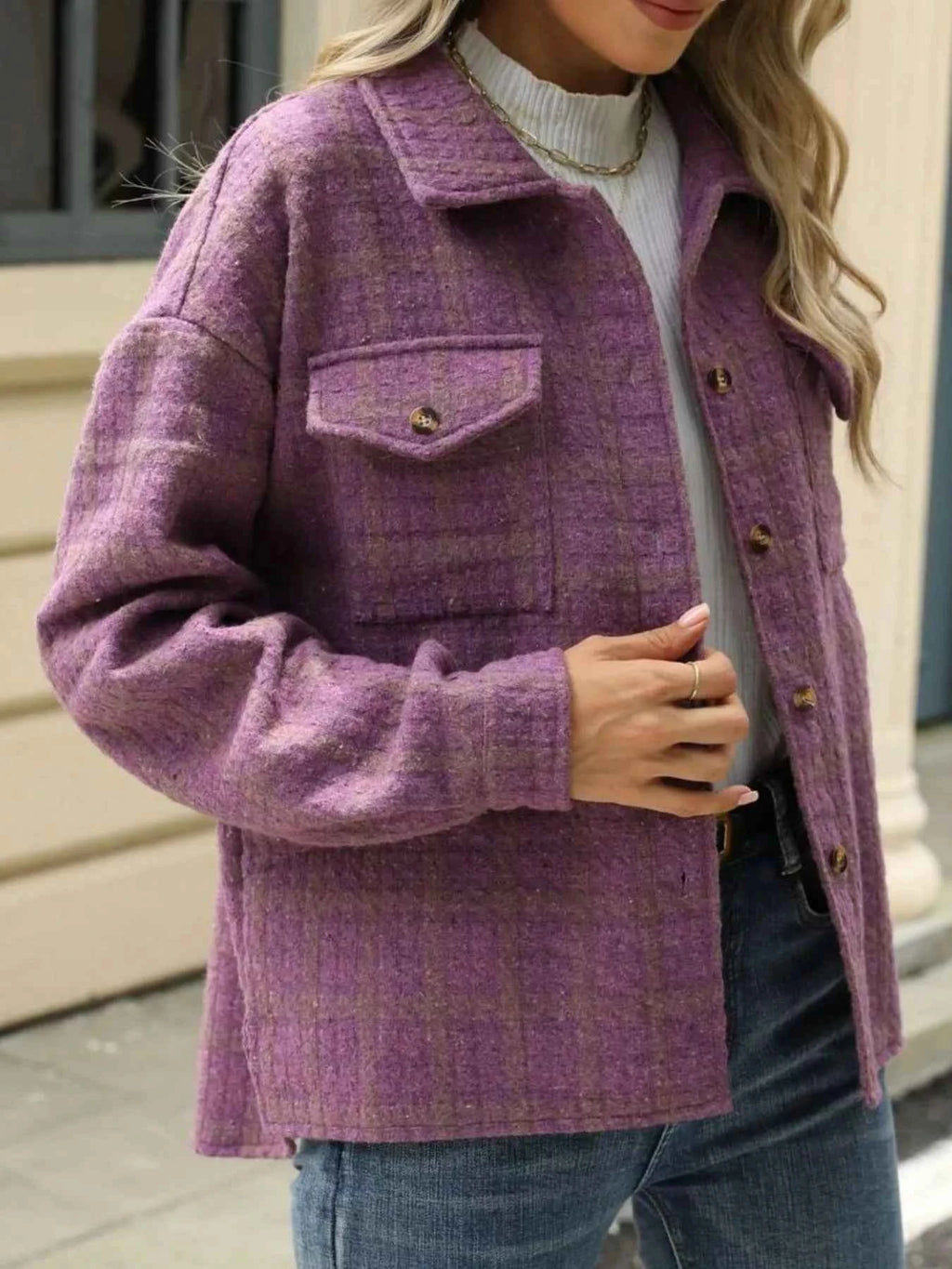 Plaid Button Up Long Sleeve Jacket 001d5490-b674-421e-9648-0d04254fd447-Max-Origin