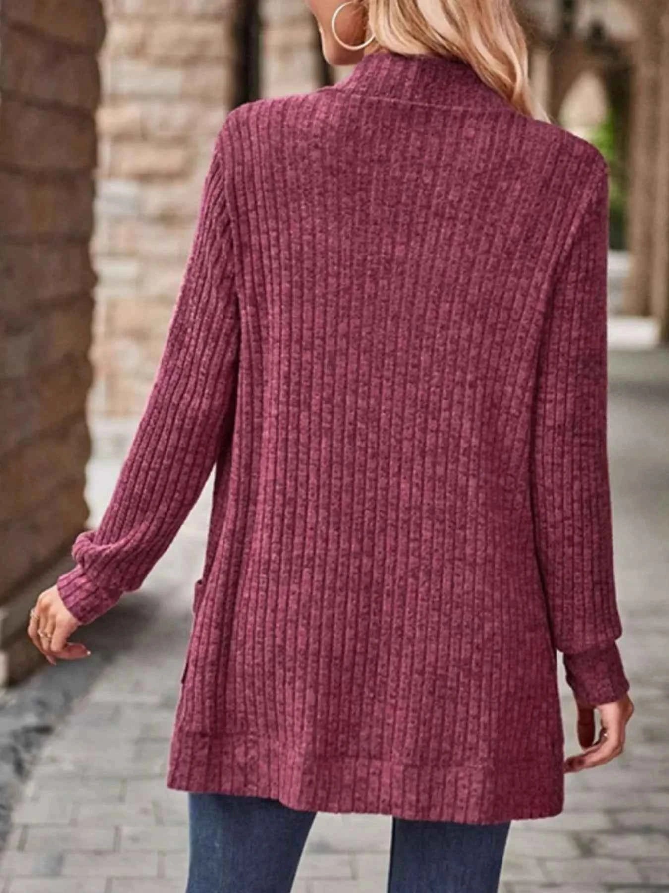 Ribbed Knit Open Front Cardigan with Pockets 00224559-cb16-442b-be66-babdee8be953-Max-Origin