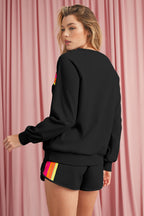 Bonbon Colorful Striped Long Sleeve Pullover and Shorts Set 002c90bc95cc8511